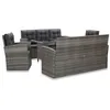 Image de vidaXL Ensemble à manger d'extérieur 5pcs coussins Résine tressée Gris46115