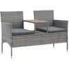 Image de Vidaxl Banc De Jardin 2 Places Et Table Ã ThÃ© 143 Cm Poly Rotin Gris