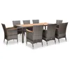 Image de vidaXL Salon de jardin 9 pcs avec coussins Résine tressée Gris