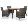 Image de vidaXL Ensemble à manger de jardin coussins 5pcs Résine tressée Gris46085