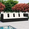 Image de vidaXL Lit De Jardin Ajustable 7-Positions Avec Coussins Et Oreillers Lavables Poly Rattan Noir