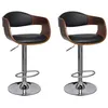 Image de vidaXL Tabourets de bar lot de 2 noir bois courbé et similicuir3052716