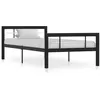 Image de vidaXL Cadre de lit sans matelas noir et blanc métal 90x200 cm