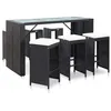 Image de vidaXL Ensemble de bar de jardin 7 pcs avec coussins poly rotin noir49560