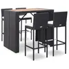 Image de vidaXL Ensemble de bar 5 pcs Résine tressée et bois d'acacia Noir49564