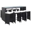 Image de vidaXL Ensemble de bar d'extérieur 9 pcs Résine tressée Noir49569