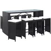 Image de Vidaxl Ensemble De Bar D'extÃ©rieur 9 Pcs RÃ©sine TressÃ©e Noir