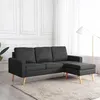 Image de vidaXL Canapé à 3 places avec repose-pied Gris foncé Tissu