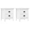 Image de vidaXL Tables de chevet Hill 2 pcs Blanc 46x35x49,5 cm Bois pin solide288908