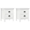 Image de vidaXL Vidaxl Tables De Chevet Hill Range 2 Pcs Blanc 46x35x49,5cm Pin Solide