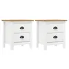Image de vidaXL Tables de chevet Hill 2 pcs Blanc 46x35x49,5 cm Bois pin solide288910