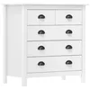 Image de Buffet 5 tiroirs en pin massif blanc, meuble de rangement moderne