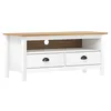 Image de vidaXL Meuble TV Hill Range Blanc 110x40x47 cm Bois de pin solide