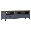 Image de vidaXL Meuble TV Hill Range Gris 158x40x47 cm Bois de pin solide