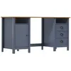 Image de vidaXL Vidaxl Bureau Hill Gris 150x50x74 Cm Bois De Pin Solide