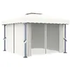 Image de vidaXL Tonnelle avec rideau 3x3 m Blanc crème Aluminium