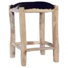 Image de vidaXL Tabouret de bar Cuir de chèvre véritable et bois de teck massif 288810