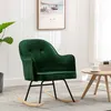 Image de vidaXL Chaise à bascule Vert foncé Velours289520