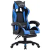 Image de vidaXL Fauteuil de jeux vidéo avec repose-pied Bleu et noir Similicuir287986