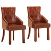 Image de vidaXL Chaises à manger lot de 2 marron cuir de chèvre véritable288289