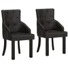 Image de vidaXL Chaises à manger lot de 2 noir cuir de chèvre véritable288290