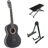 Image de Lapaz C30bk Guitare Classique Format 3/4 Noire + Stand + Repose-Pied