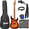 Image de Fazley Fazley Sunset Series Sand Shark Sunburst Pack Débutant Guitare Électrique