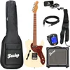 Image de Fazley Fazley Sunset Series Tortoise Olympic White Pack Débutant Guitare Électrique