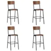 Image de vidaXL Chaises de bar lot de 4 contreplaqué solide et acier