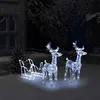 Image de vidaXL Décoration de Noël Rennes et traîneau 160 LED 130 cm Acrylique289979