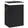 Image de vidaXL Panier à linge avec 2 sections bambou noir 72 L320745