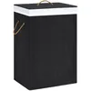Image de vidaXL vidaXL Panier à linge avec 2 sections bambou noir 72 L