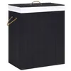 Image de vidaXL Panier à linge avec 2 sections bambou noir 100 L320746