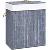 Image de vidaXL vidaXL Panier à linge avec une seule section bambou gris 83 L