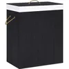 Image de vidaXL Panier à linge avec une seule section bambou noir 83 L320758
