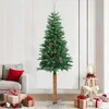 Image de vidaXL Vidaxl Sapin De Noël Mince Avec Bois Véritable Et Cônes Vert 210cm Pvc