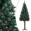 Image de vidaXL Sapin de Noël mince bois véritable et neige blanche vert 180 cm