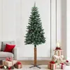 Image de vidaXL Sapin de Noël mince bois véritable et neige blanche vert 210 cm320962