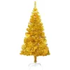 Image de vidaXL Sapin de Noël artificiel avec support Doré 150 cm PET