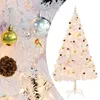 Image de vidaXL Arbre de NoÃ«l artificiel prÃ©-Ã©clairÃ© avec boules blanc 210 cm
