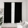 Image de vidaXL Rideaux occultants aspect lin avec crochets 2pcs Noir 140x175cm