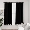 Image de Vidaxl Rideaux Occultants Aspect Lin Avec Crochets 2pcs Noir 140x175cm