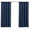 Image de vidaXL Vidaxl Rideaux Occultants Aspect Lin Avec Crochets 2pcs Bleu 140x175cm
