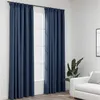 Image de vidaXL Rideaux occultants aspect lin avec crochets 2pcs Bleu 140x225cm