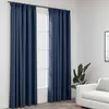 Image de vidaXL Rideaux occultants aspect lin avec crochets 2pcs Bleu 140x225cm