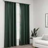 Image de vidaXL Rideaux occultants aspect lin avec crochets 2pcs Vert 140x225cm