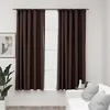 Image de vidaXL Rideaux occultants aspect lin et crochets 2 pcs Taupe 140x175cm