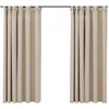 Image de Vidaxl Rideaux Occultants Aspect Lin Et Crochets 2 Pcs Beige 140x175cm