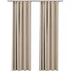 Image de vidaXL Vidaxl Rideaux Occultants Aspect Lin Et Crochets 2 Pcs Beige 140x245cm