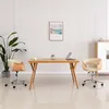 Image de vidaXL Chaise pivotante de bureau Crème Bois courbé et similicuir